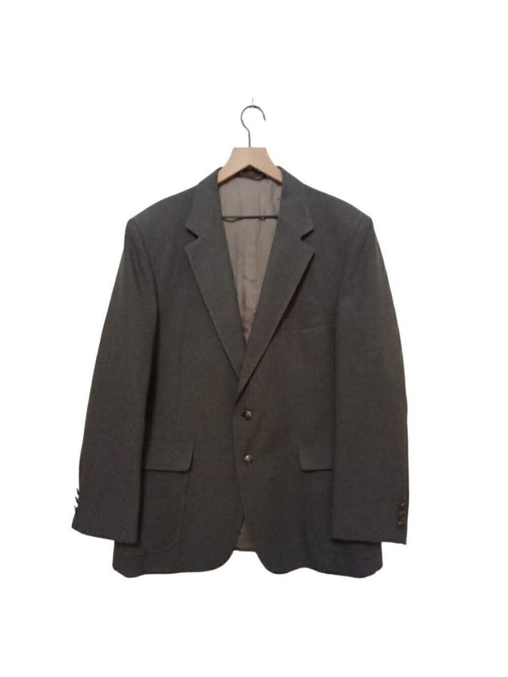 EDGEWORTH Vintage Gray Polyester Single Breasted Sport Coat Sz 44R